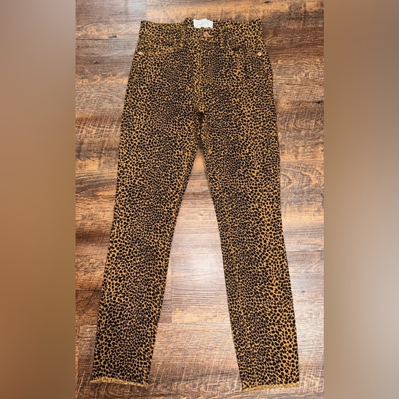 Current/Elliott Cheetah Print Jeans Size 24 Raw Hem Cotton Animal Print - Picture 2 of 4